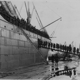 American troop ship and troops leaving for the war