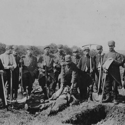 French soldiers burying German dead